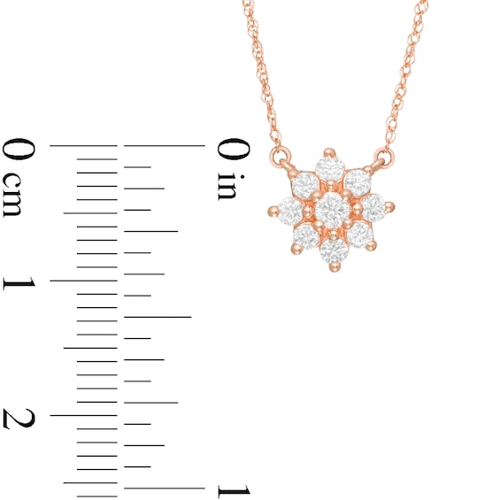 0.23 CT. T.W. Composite Diamond Flower Necklace in 14K Rose Gold