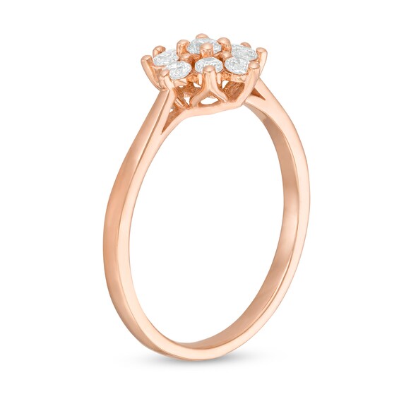 0.18 CT. T.W. Composite Diamond Flower Promise Ring in 14K Rose Gold