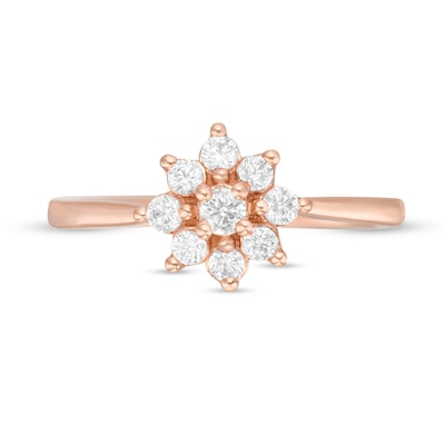 0.18 CT. T.W. Composite Diamond Flower Promise Ring in 14K Rose Gold