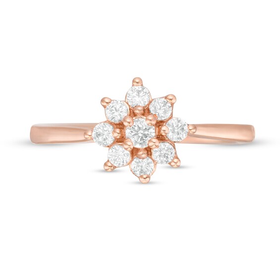 0.18 CT. T.W. Composite Diamond Flower Promise Ring in 14K Rose Gold