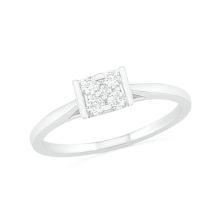 0.145 CT. T.W. Composite Diamond Square Promise Ring in 14K White Gold