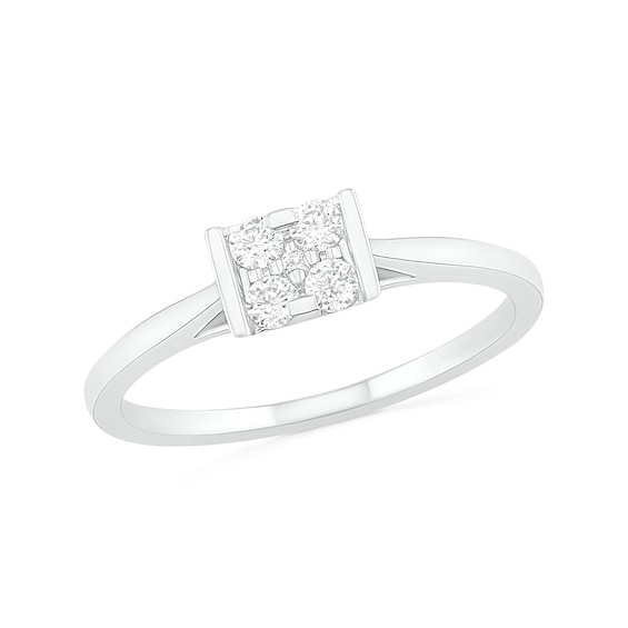 0.145 CT. T.W. Composite Diamond Square Promise Ring in 14K White Gold