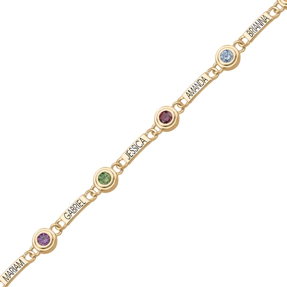 Mother's Birthstone Engravable Link Family Bracelet (7 Stones and