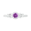 Thumbnail Image 2 of 4.0mm Amethyst and 0.04 CT. T.W. Diamond Frame Heart-Sides Ring in Sterling Silver