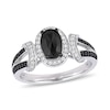 1.02 CT. T.W. Enhanced Black and White Diamond Collar Split Shank Engagement Ring in 10K White Gold