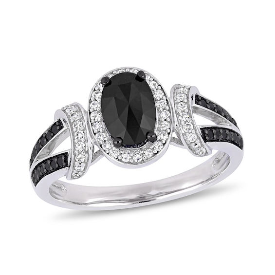 1.02 CT. T.W. Enhanced Black and White Diamond Collar Split Shank ...