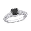 1.14 CT. T.W. Enhanced Black and White Diamond Frame Vintage-Style Engagement Ring in 10K White Gold