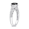 1.14 CT. T.W. Enhanced Black and White Diamond Frame Vintage-Style Engagement Ring in 10K White Gold