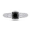 1.14 CT. T.W. Enhanced Black and White Diamond Frame Vintage-Style Engagement Ring in 10K White Gold