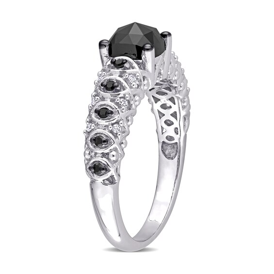 1.15 CT. T.W. Enhanced Black and White Diamond Engagement Ring in 10K White Gold