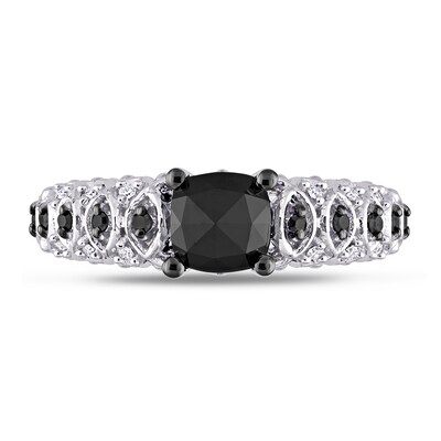 1.15 CT. T.W. Enhanced Black and White Diamond Engagement Ring in 10K White Gold