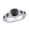 Thumbnail Image 0 of 1.95 CT. T.W. Enhanced Black and White Diamond Frame Five Stone Engagement Ring in 10K White Gold