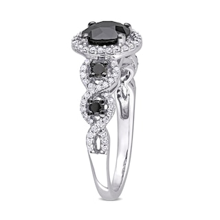 1.95 CT. T.W. Enhanced Black and White Diamond Frame Five Stone Engagement Ring in 10K White Gold