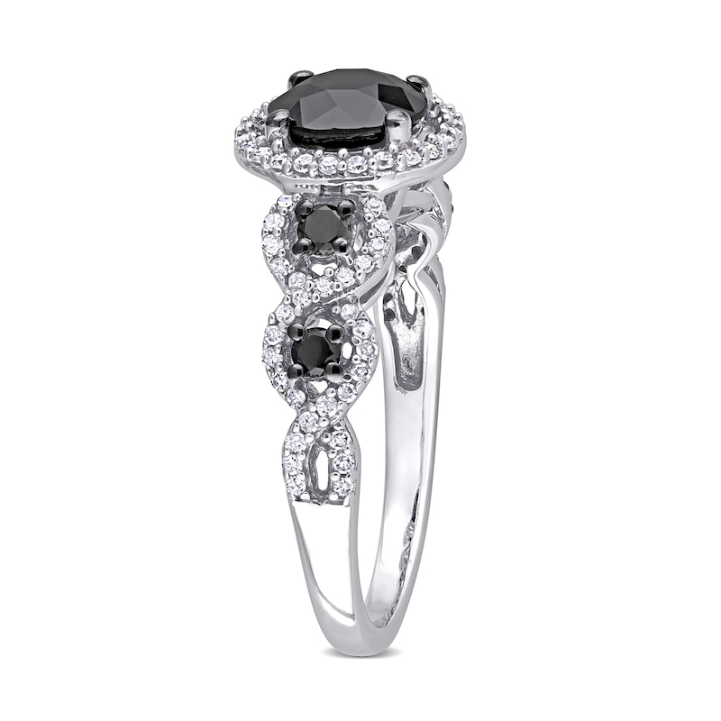 1.95 CT. T.W. Enhanced Black and White Diamond Frame Five Stone Engagement Ring in 10K White Gold|Peoples Jewellers