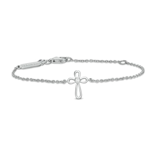 Child's Vera Wang Love Collection White Topaz Cross Bracelet in Sterling Silver - 6.0"