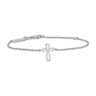 Child's Vera Wang Love Collection White Topaz Cross Bracelet in Sterling Silver - 6.0"