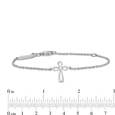 Child's Vera Wang Love Collection White Topaz Cross Bracelet in Sterling Silver - 6.0"