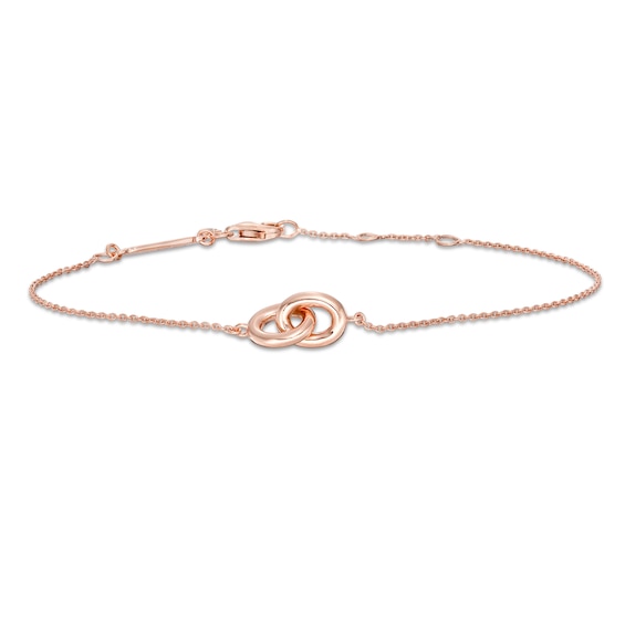 Vera Wang Love Collection Wedding Party Gifts Interlocking Circles Bracelet in 14K Rose Gold Vermeil - 7.5"