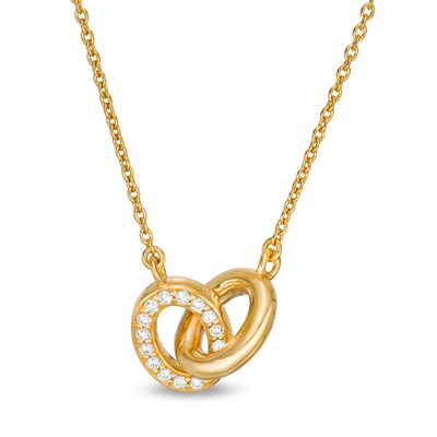 Vera Wang Love Collection 0.16 CT. T.W. Diamond Wedding Party Gifts Interlocking Circles Necklace in 14K Gold