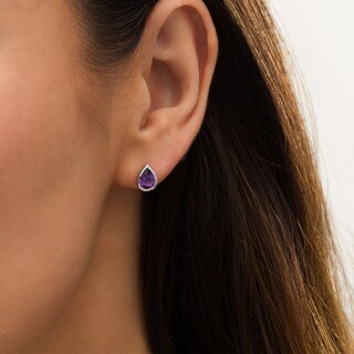 Vera Wang Love Collection Pear-Shaped Amethyst Wedding Party Gifts Stud Earrings in Sterling Silver