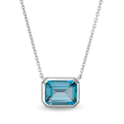 Vera Wang Love Collection Sideways London Blue Topaz Wedding Party Gifts Necklace in Sterling Silver