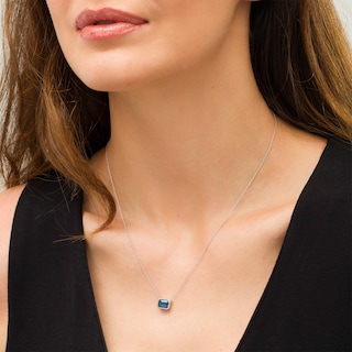 Vera Wang Love Collection Sideways London Blue Topaz Wedding Party Gifts Necklace in Sterling Silver