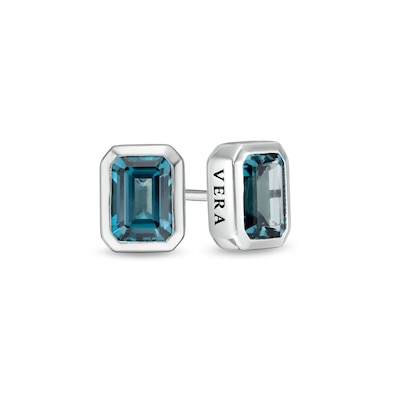 Vera Wang Love Collection Wedding Party Gifts London Blue Topaz Stud Earrings in Sterling Silver