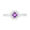 4.0mm Amethyst and 0.04 CT. T.W. Diamond Vintage-Style Flower Ring in Sterling Silver