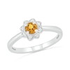 Thumbnail Image 0 of 4.0mm Citrine and 0.04 CT. T.W. Diamond Vintage-Style Flower Ring in Sterling Silver
