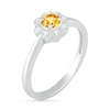 Thumbnail Image 1 of 4.0mm Citrine and 0.04 CT. T.W. Diamond Vintage-Style Flower Ring in Sterling Silver