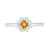 Thumbnail Image 2 of 4.0mm Citrine and 0.04 CT. T.W. Diamond Vintage-Style Flower Ring in Sterling Silver