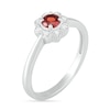 Thumbnail Image 2 of 4.0mm Garnet and 0.04 CT. T.W. Diamond Vintage-Style Flower Ring in Sterling Silver