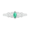 Thumbnail Image 2 of Marquise Lab-Created Emerald and Diamond Accent Layered Leaf-Sides Vintage-Style Ring in Sterling Silver