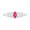 Thumbnail Image 2 of Marquise Lab-Created Ruby and Diamond Accent Layered Leaf-Sides Vintage-Style Ring in Sterling Silver