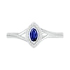 Marquise Lab-Created Blue Sapphire and 0.04 CT. T.W. Diamond Frame Beaded Split Shank Ring in Sterling Silver