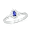 Thumbnail Image 0 of Marquise Lab-Created Blue and White Sapphire Starburst Frame Split Shank Ring in Sterling Silver