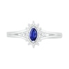 Thumbnail Image 2 of Marquise Lab-Created Blue and White Sapphire Starburst Frame Split Shank Ring in Sterling Silver