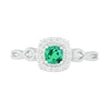 Thumbnail Image 2 of 4.0mm Cushion-Cut Lab-Created Emerald and White Sapphire Frame Infinity Shank Vintage-Style Ring in Sterling Silver
