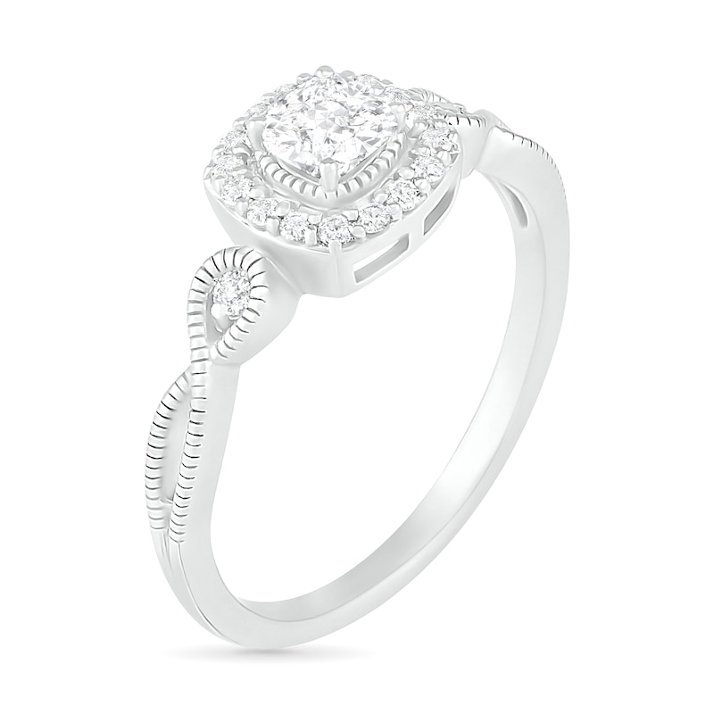 Main Image 2 of 4.0mm Cushion-Cut Lab-Created White Sapphire Frame Infinity Shank Vintage-Style Ring in Sterling Silver