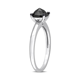 1.00 CT. Cushion-Shaped Black Diamond Solitaire Ring in 10K White Gold