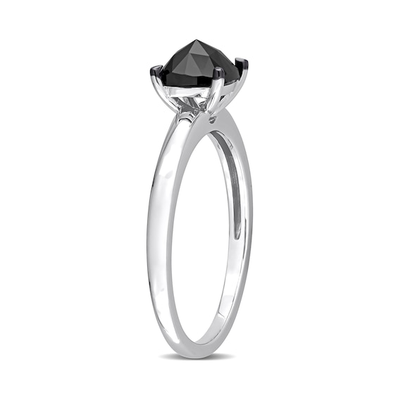 1.00 CT. Cushion-Shaped Black Diamond Solitaire Ring in 10K White Gold