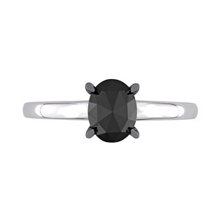 0.95 CT. Oval Black Diamond Solitaire Ring in 10K White Gold