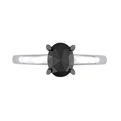 0.95 CT. Oval Black Diamond Solitaire Ring in 10K White Gold