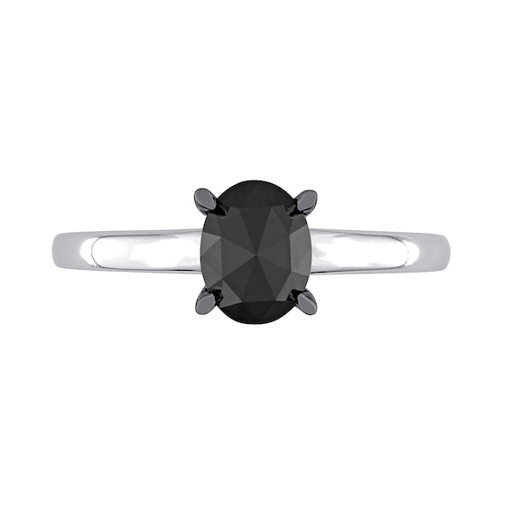 0.95 CT. Oval Black Diamond Solitaire Ring in 10K White Gold