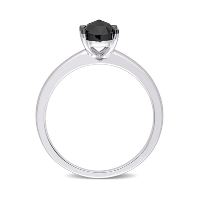 0.95 CT. Oval Black Diamond Solitaire Ring in 10K White Gold