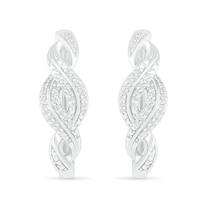 0.18 CT. T.W. Diamond Twist Hoop Earrings in Sterling Silver