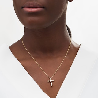 0.12 CT. T.W. Diamond Loop Cross Pendant in 10K Gold