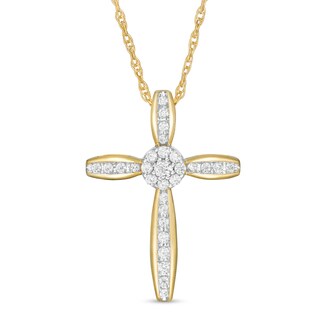 0.23 CT. T.W. Composite Diamond Cross Pendant in 10K Gold