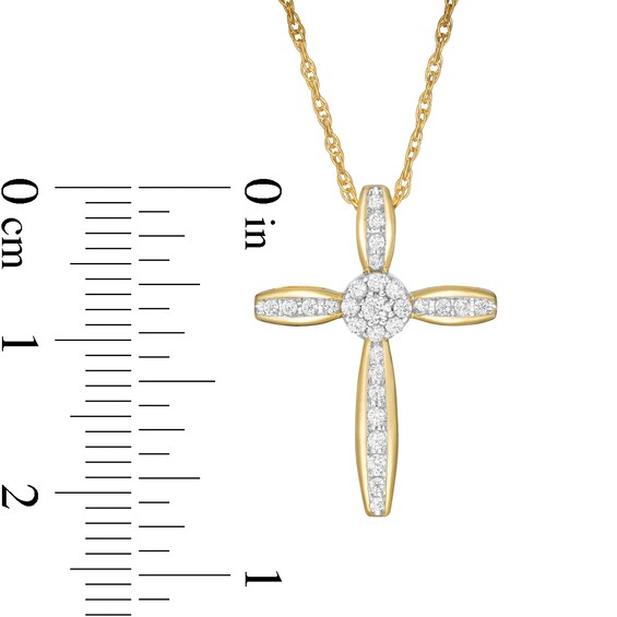 0.23 CT. T.W. Composite Diamond Cross Pendant in 10K Gold