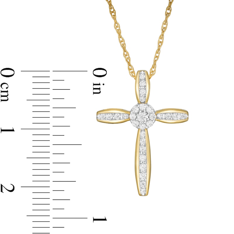 0.23 CT. T.W. Composite Diamond Cross Pendant in 10K Gold
